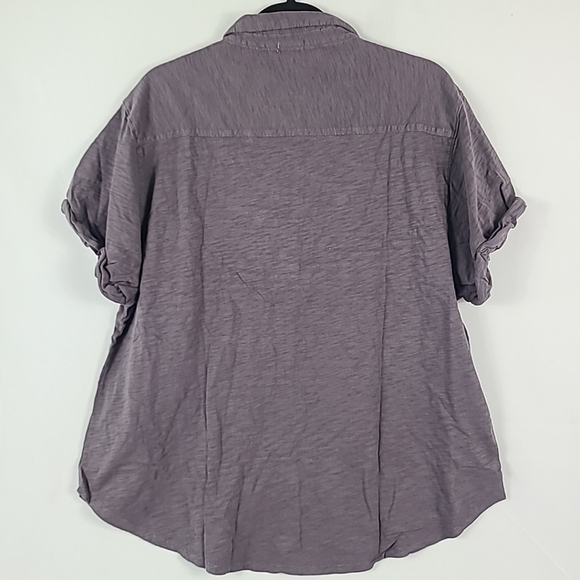 NWT Dylan Women's Short Roll Sleeve Button Down Shirt Purple Preppy Cottonsz XL - Picture 5 of 5